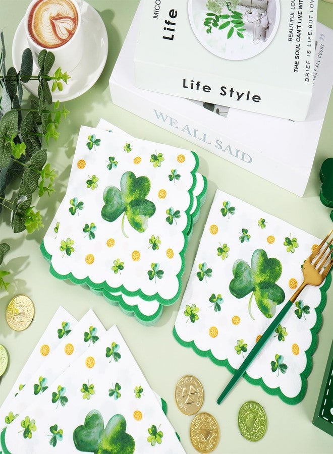 Whaline 50 Pcs St. Patrick's Day Luncheon Napkins Disposable Paper Napkin Scalloped Decorative Shamrock Dessert Dinner Hand Napkin for Home Party Table Supplies Decor - Image 4